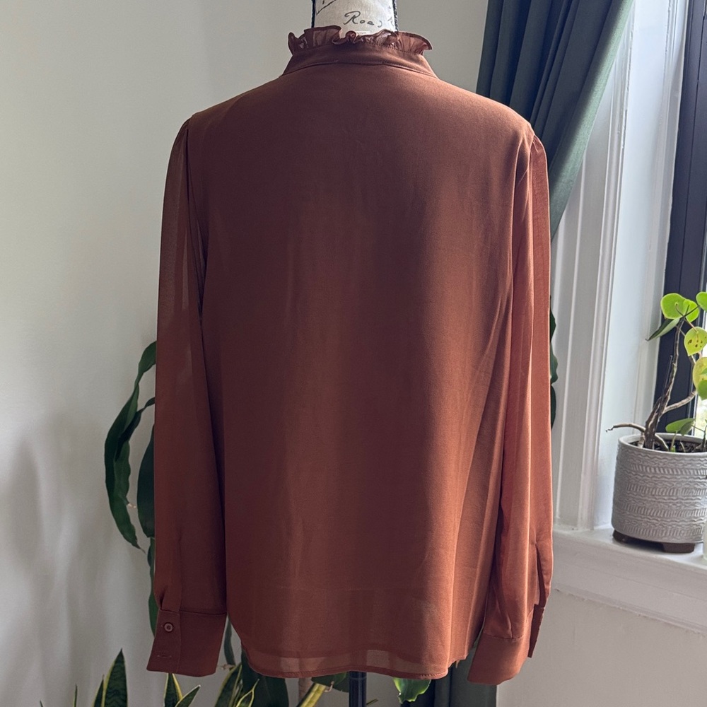Calvin Klein Brown Ruffle Blouse - Picture 3 of 3
